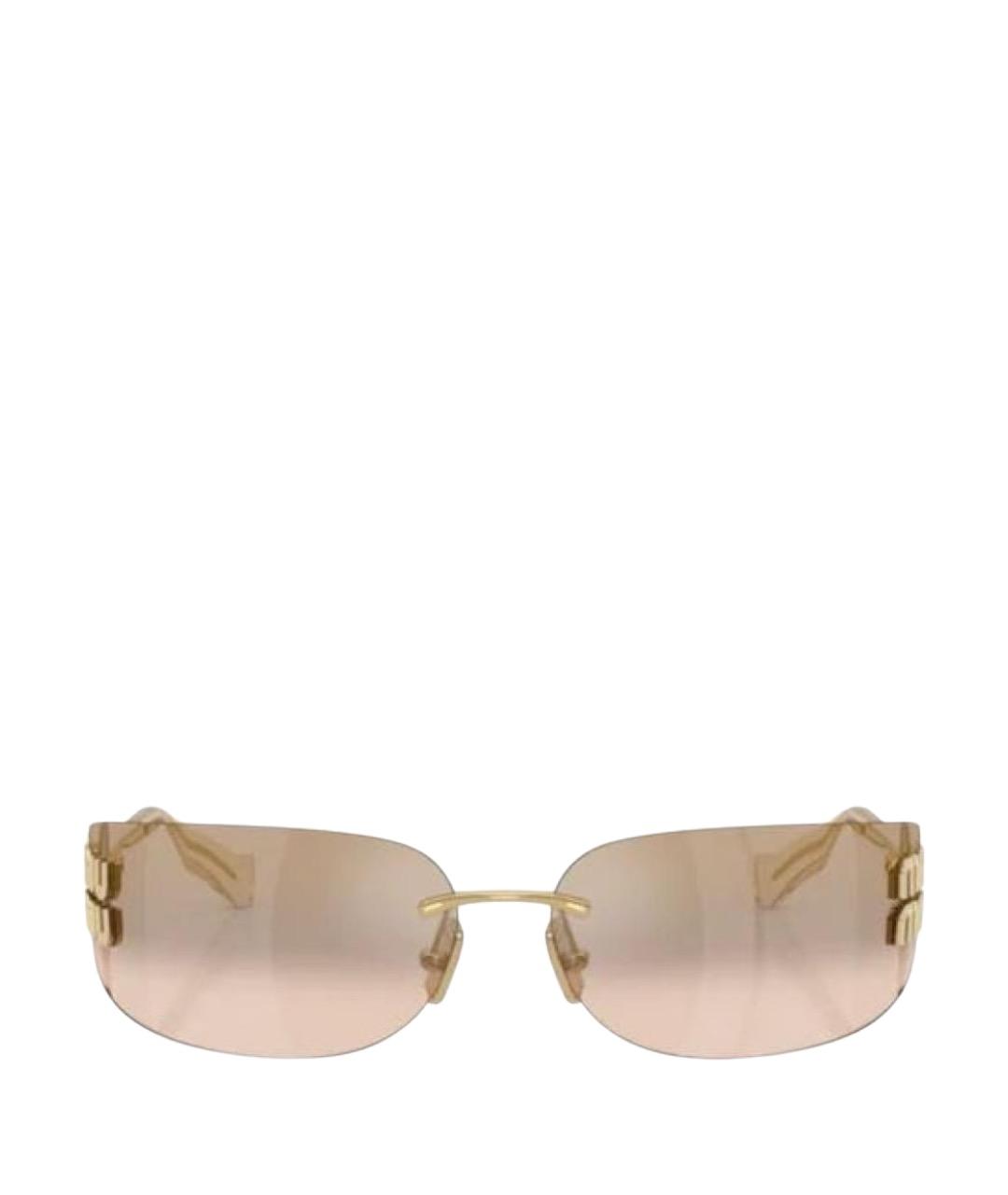 MIU MIU Золотые металлические солнцезащитные очки, фото 1