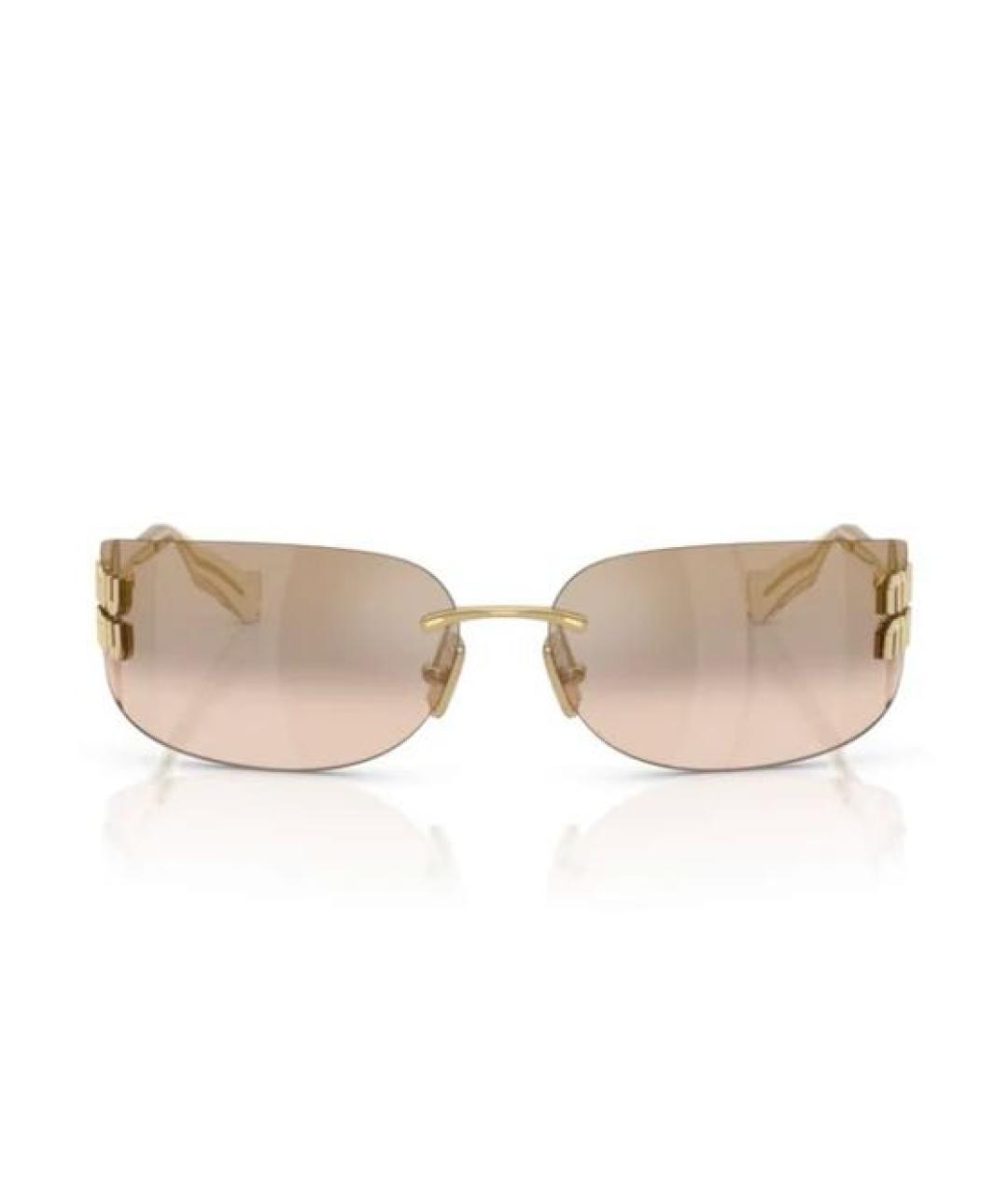 MIU MIU Золотые металлические солнцезащитные очки, фото 7