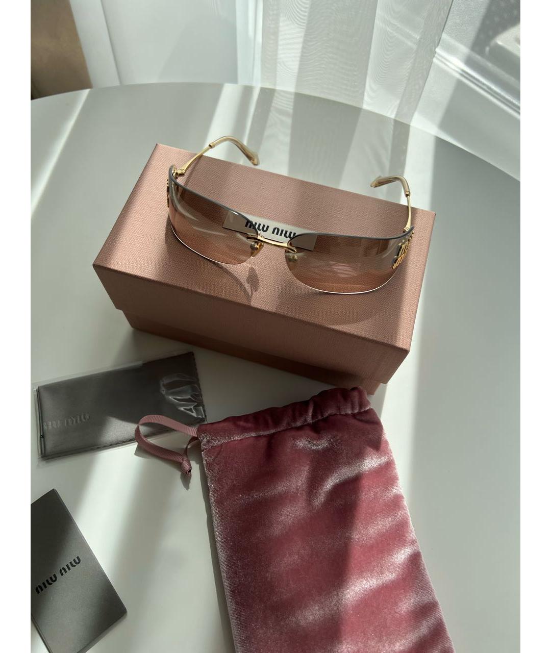MIU MIU Золотые металлические солнцезащитные очки, фото 2