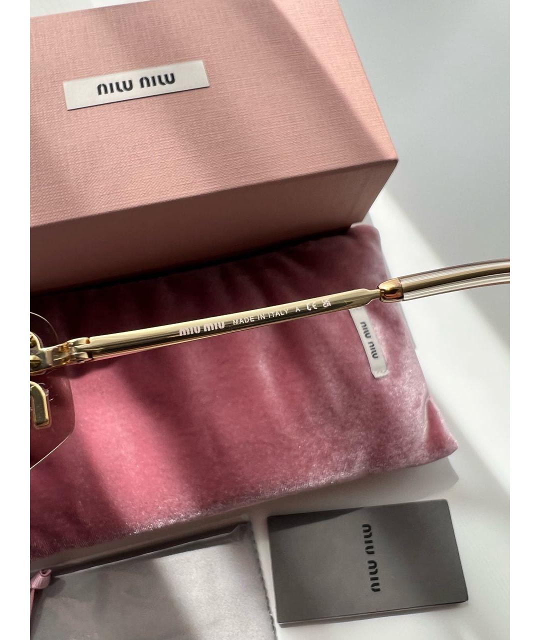MIU MIU Золотые металлические солнцезащитные очки, фото 5