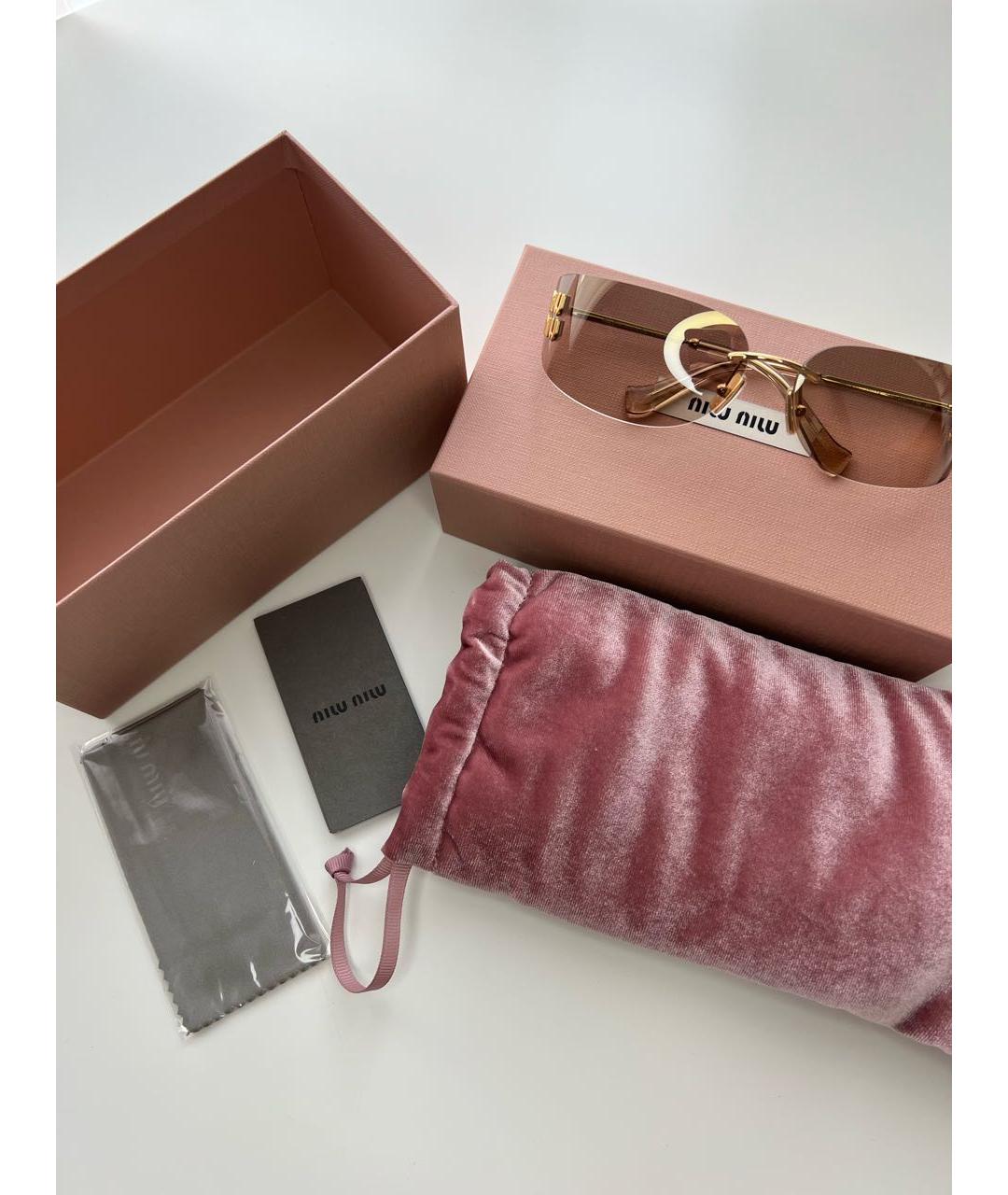 MIU MIU Золотые металлические солнцезащитные очки, фото 6