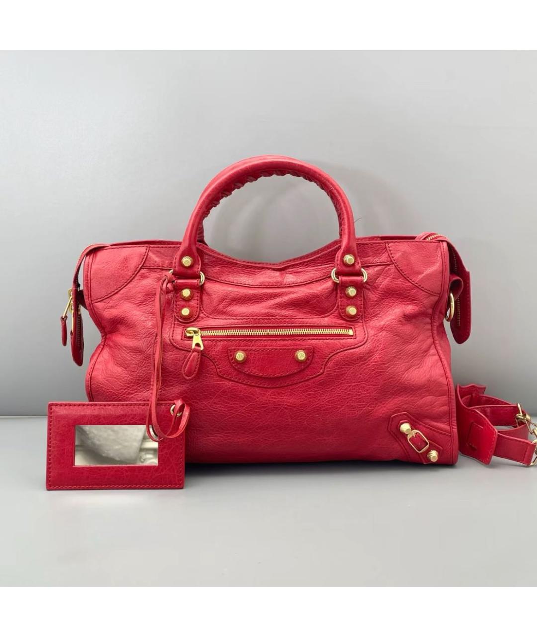 BALENCIAGA Красная кожаная сумка с короткими ручками, фото 7