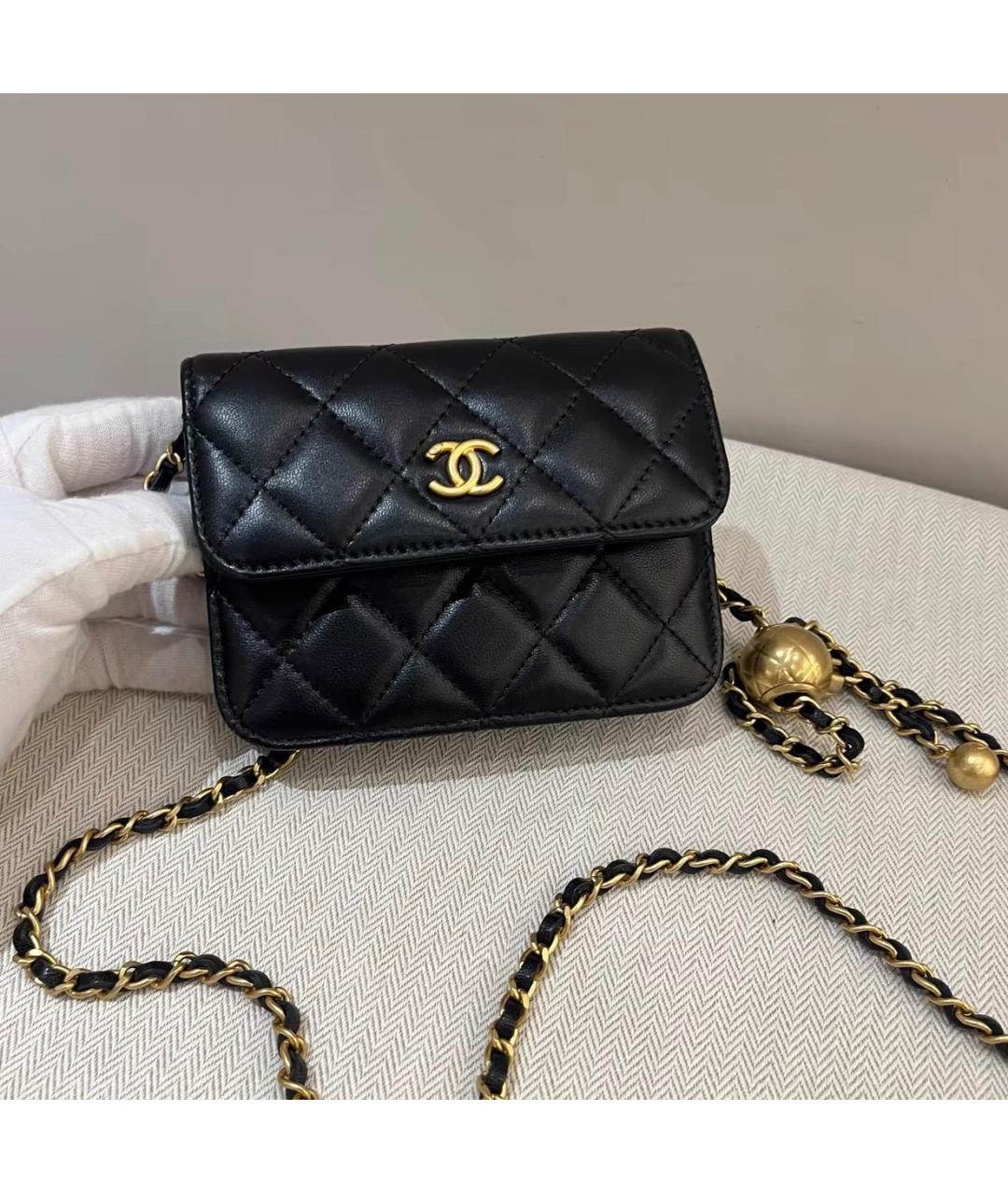CHANEL Черная кожаная сумка через плечо, фото 8