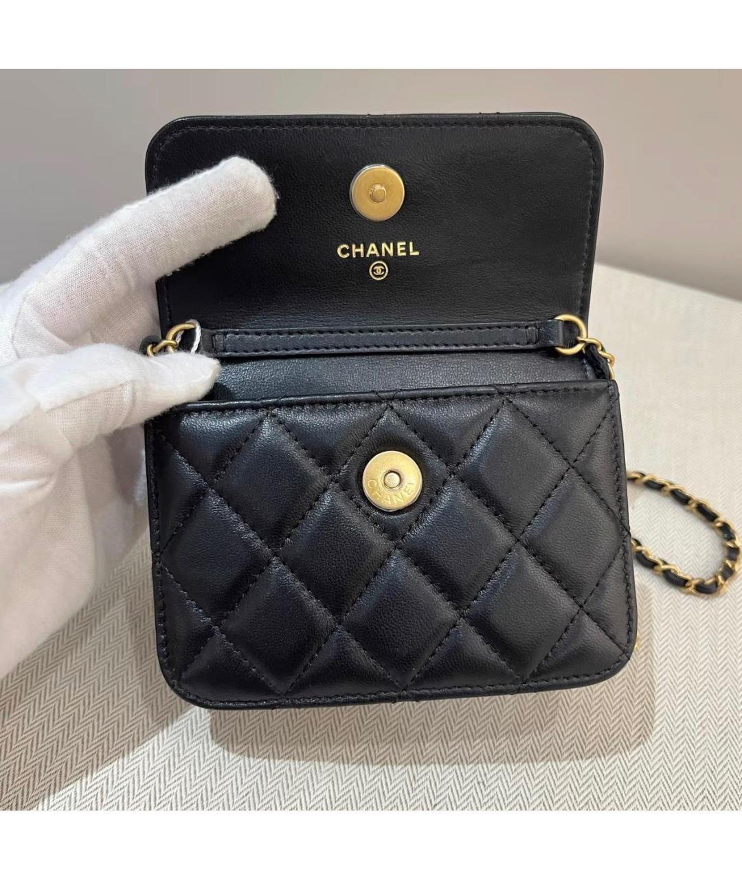 CHANEL Черная кожаная сумка через плечо, фото 6
