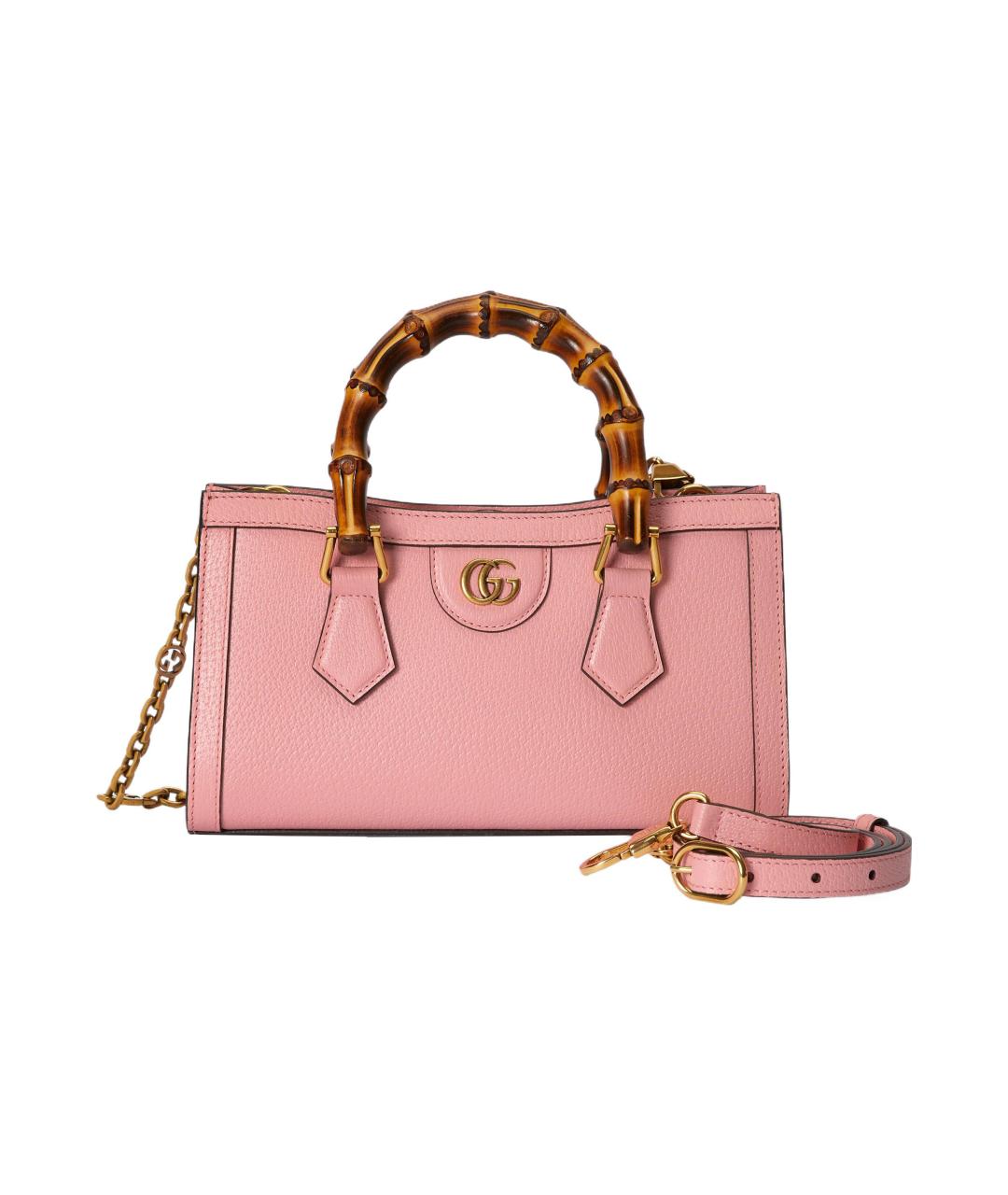 GUCCI Розовая кожаная сумка с короткими ручками, фото 2