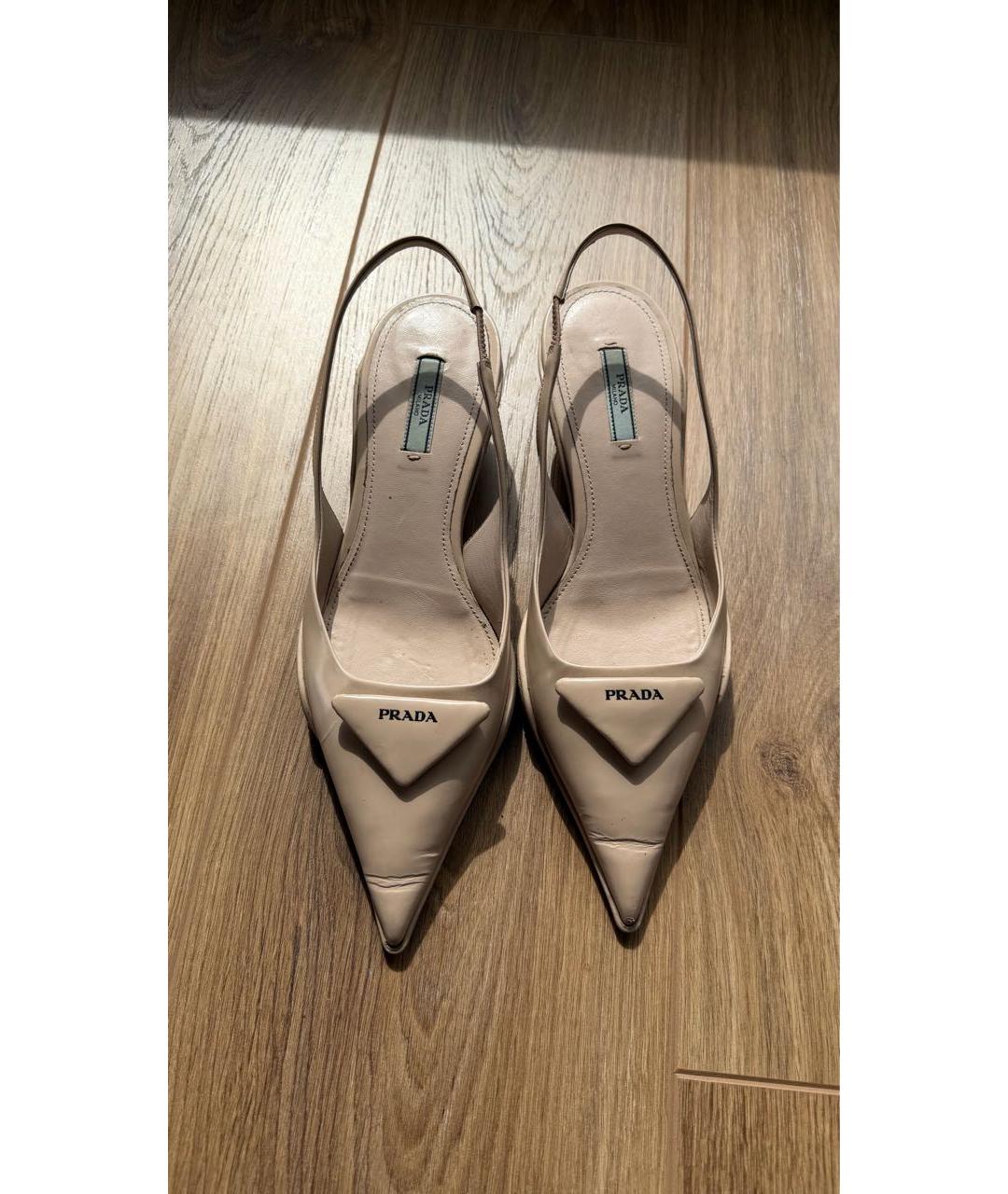 PRADA Розовые лодочки на низком каблуке из искусственной кожи, фото 3