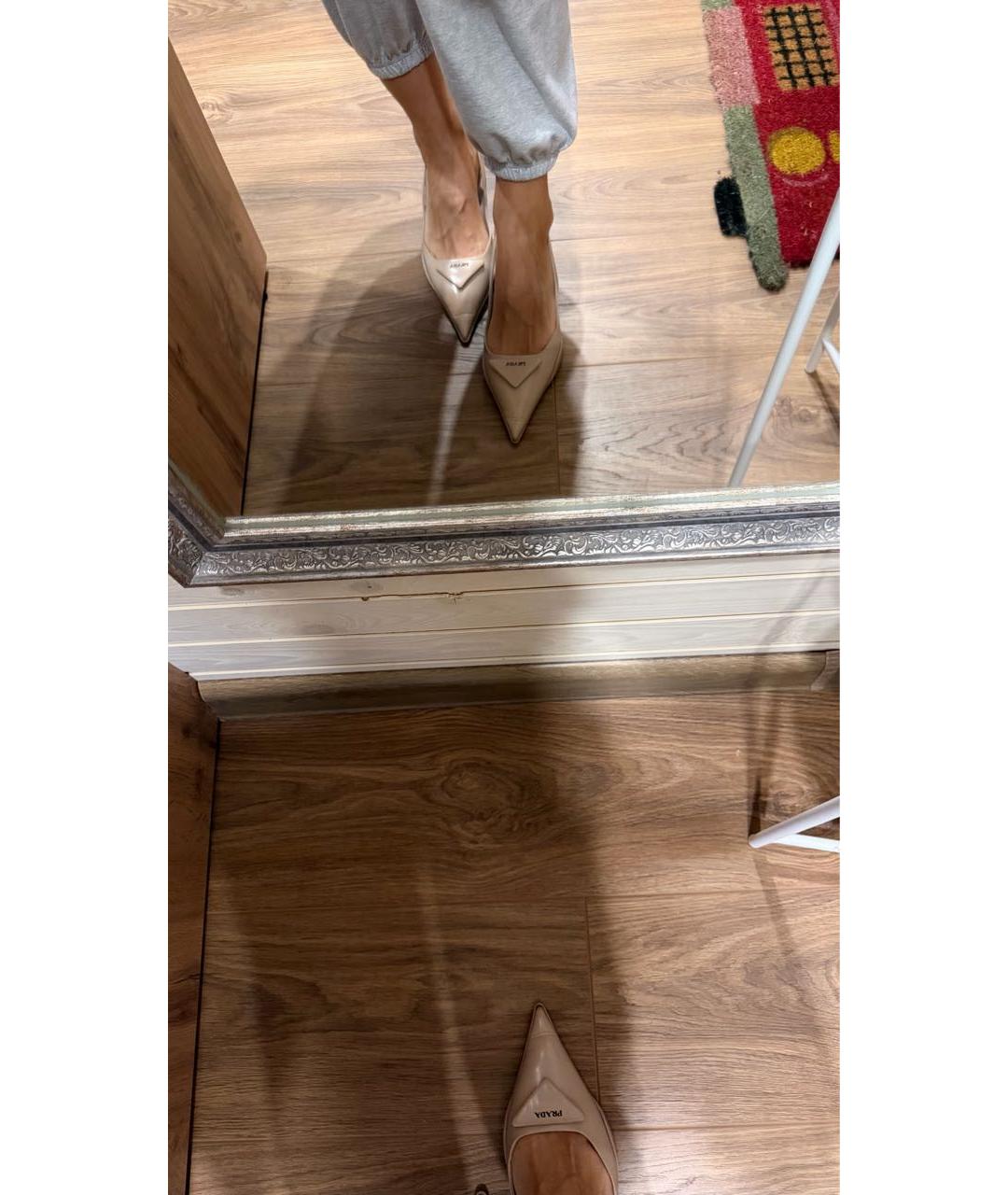 PRADA Розовые лодочки на низком каблуке из искусственной кожи, фото 6