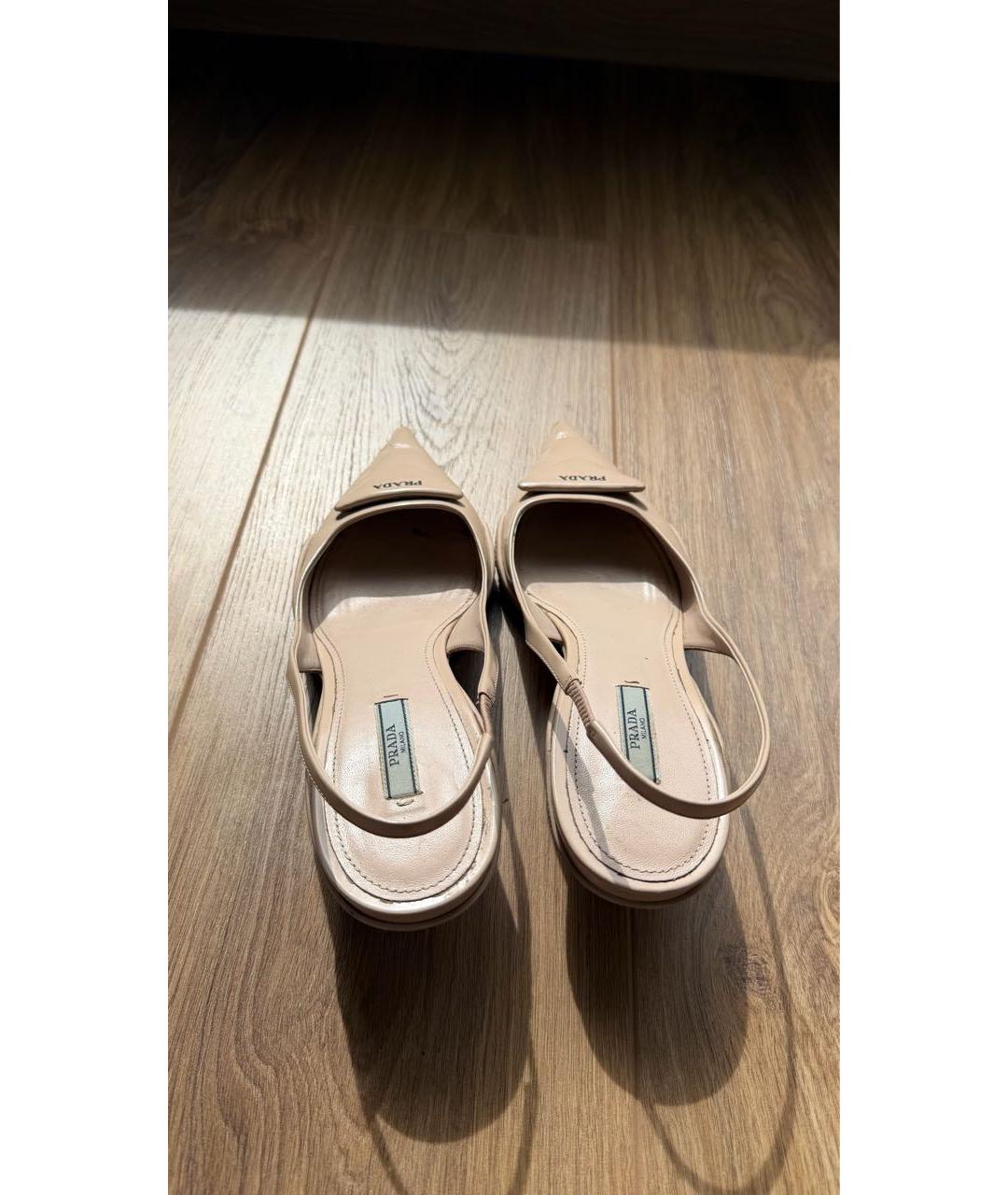 PRADA Розовые лодочки на низком каблуке из искусственной кожи, фото 4