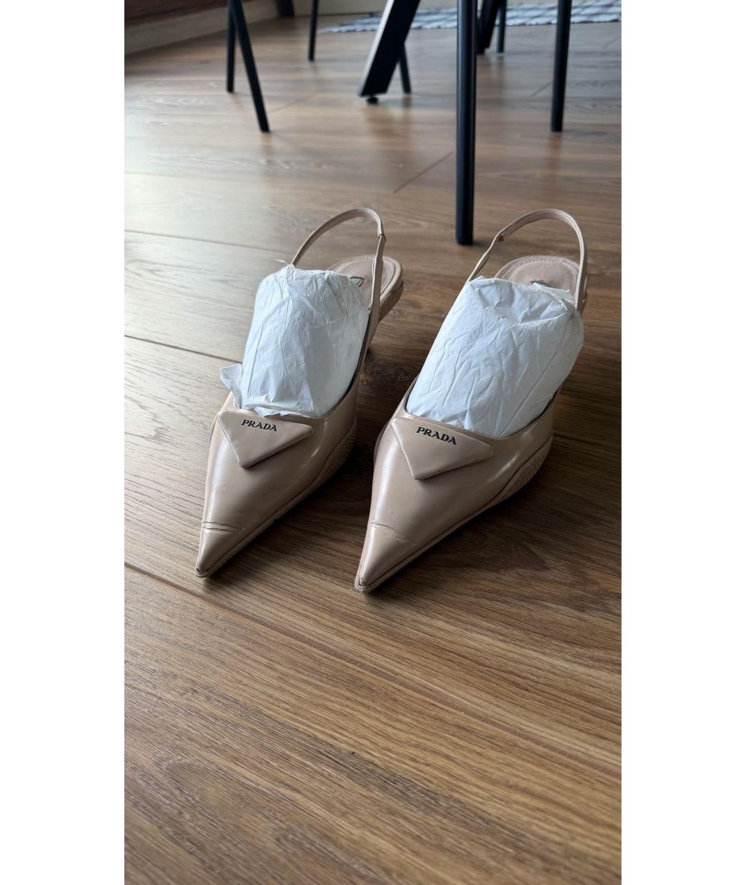 PRADA Розовые лодочки на низком каблуке из искусственной кожи, фото 2