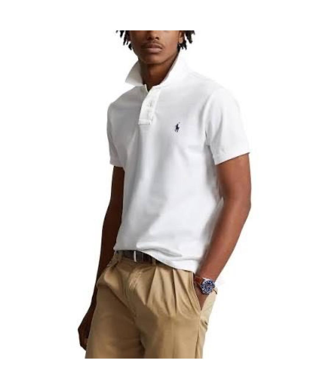POLO RALPH LAUREN Белое хлопковое поло с коротким рукавом, фото 5