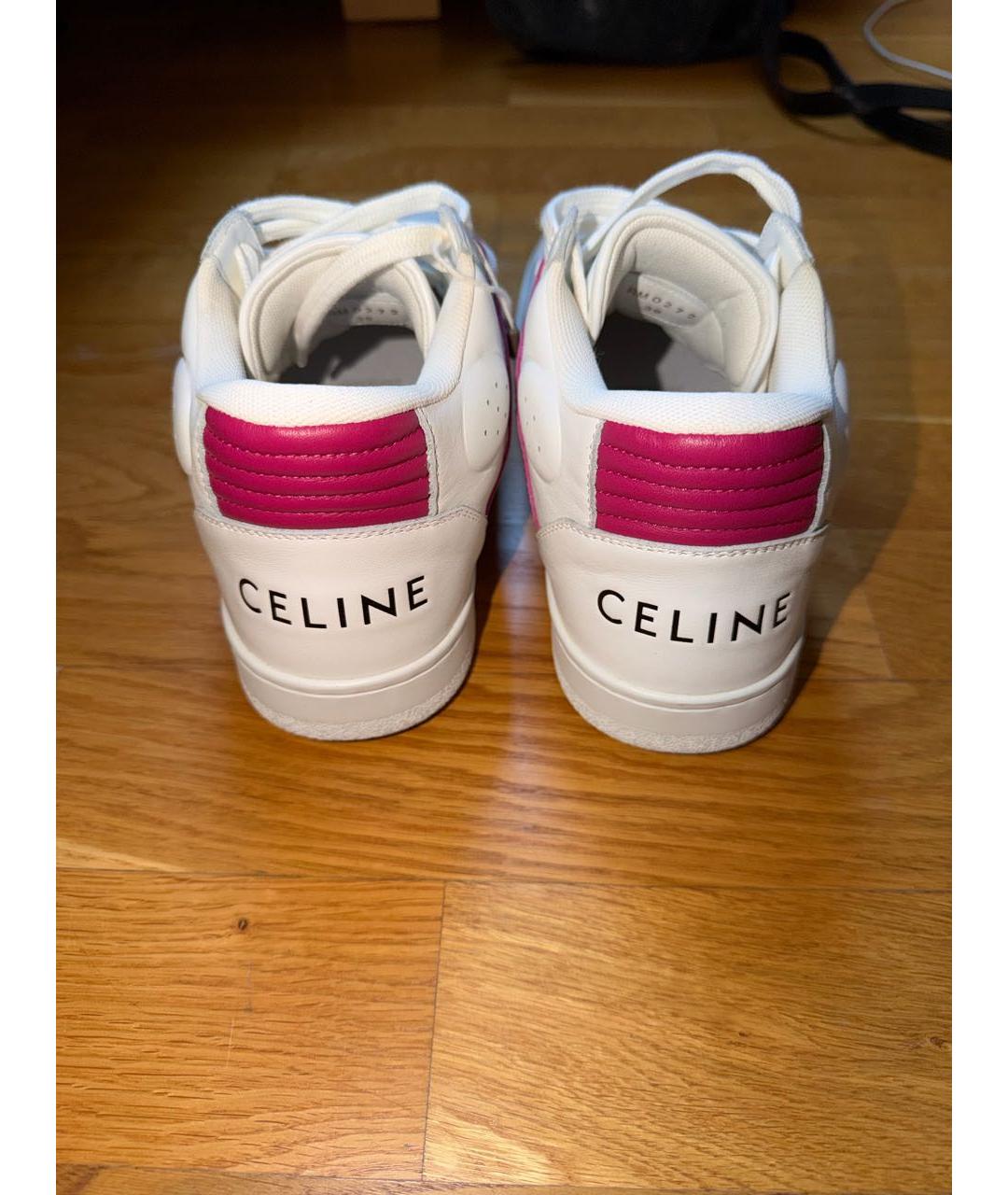 CELINE Белые кожаные кроссовки, фото 4