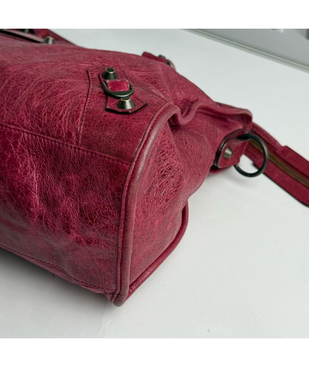 BALENCIAGA Бордовая кожаная сумка с короткими ручками, фото 7