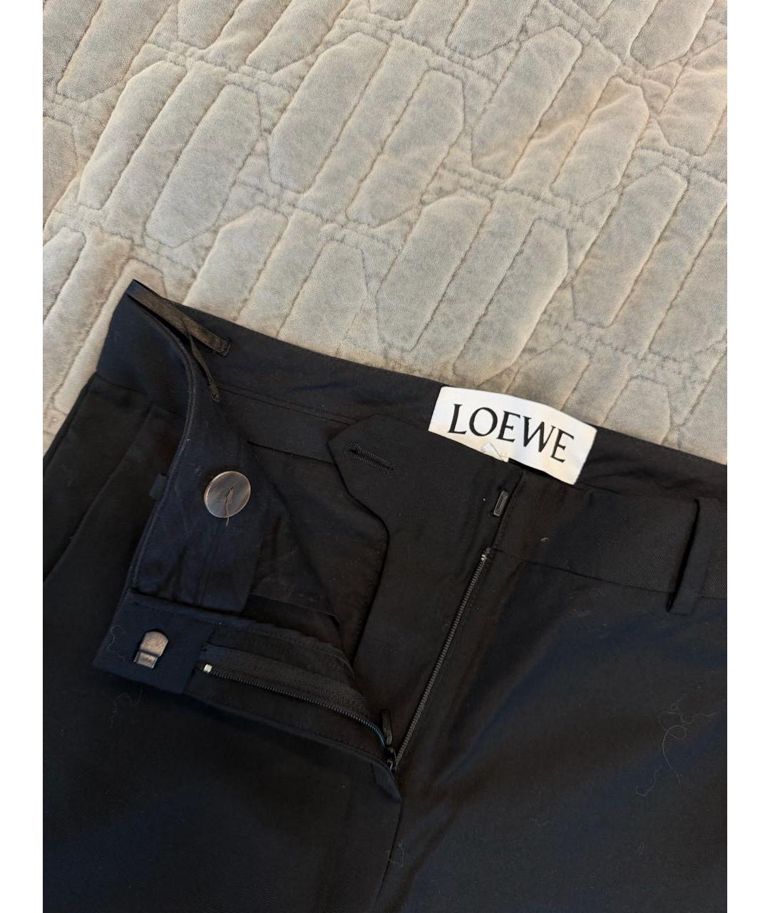 LOEWE Черные шерстяные прямые брюки, фото 3