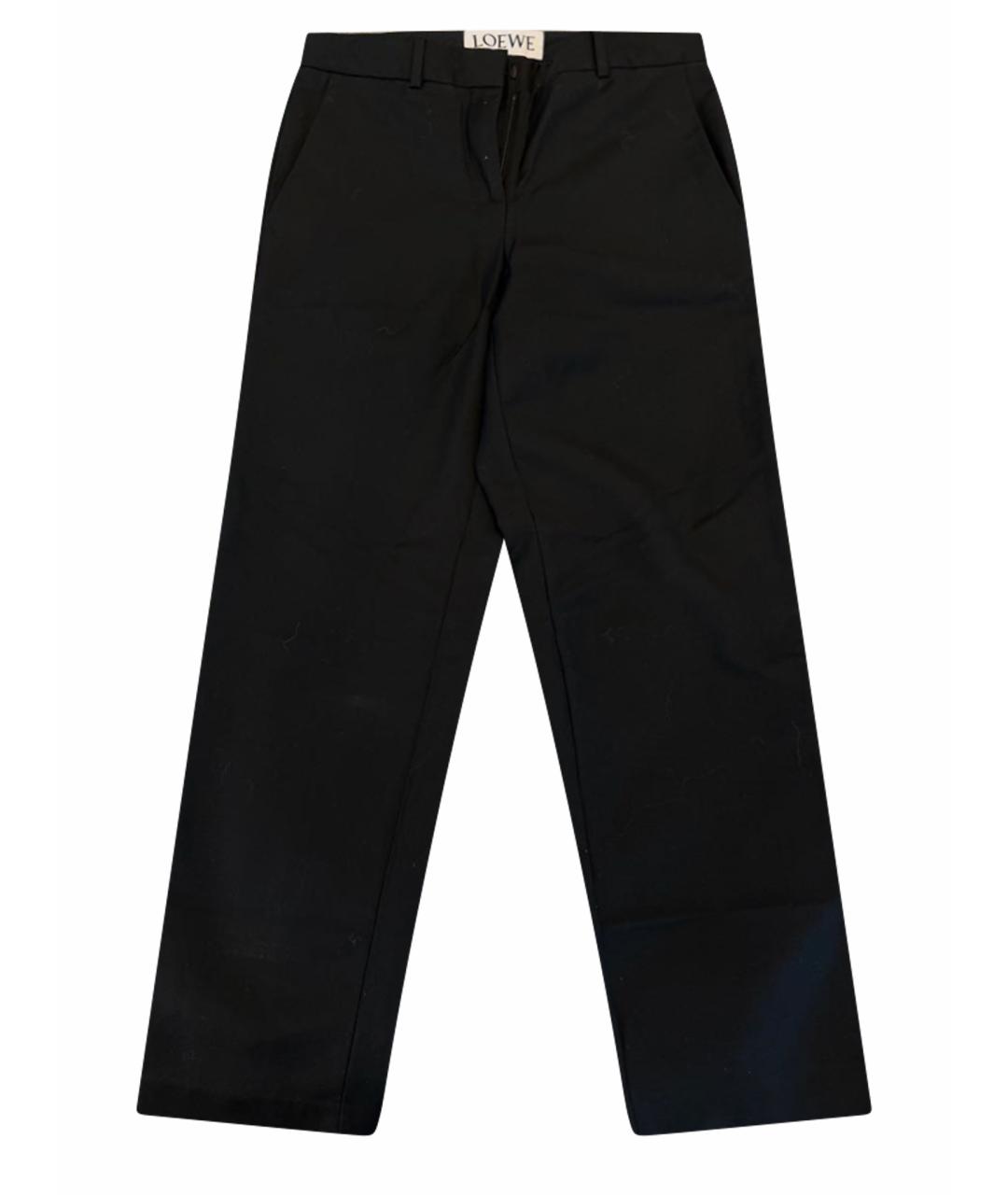 LOEWE Черные шерстяные прямые брюки, фото 1