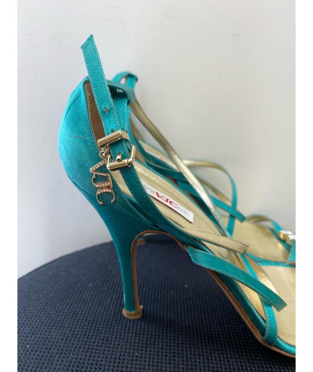 VERSACE JEANS COUTURE Бирюзовые кожаные босоножки, фото 4