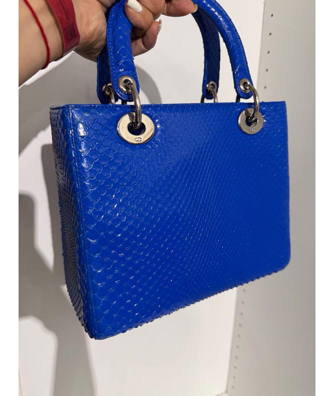 CHRISTIAN DIOR Синяя сумка с короткими ручками из экзотической кожи, фото 2