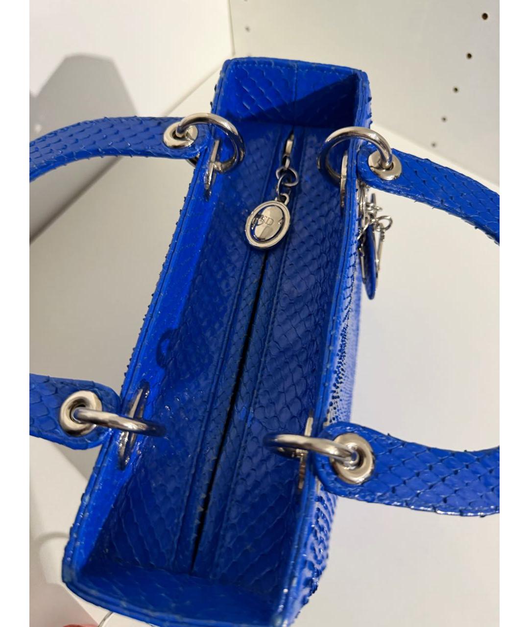 CHRISTIAN DIOR Синяя сумка с короткими ручками из экзотической кожи, фото 3
