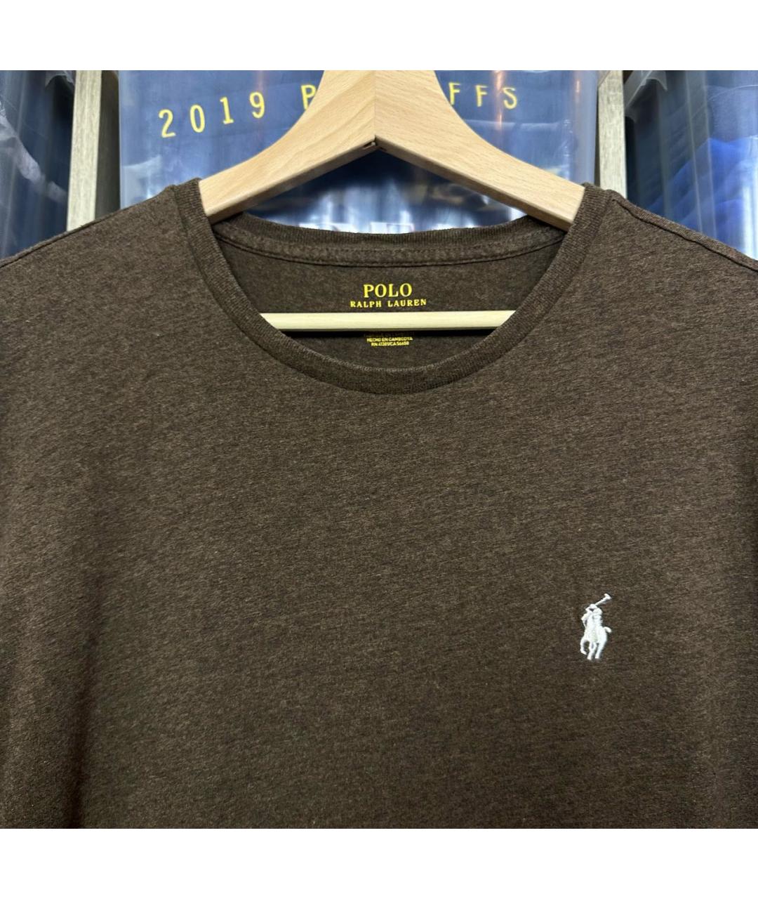 POLO RALPH LAUREN Коричневая хлопковая футболка, фото 3
