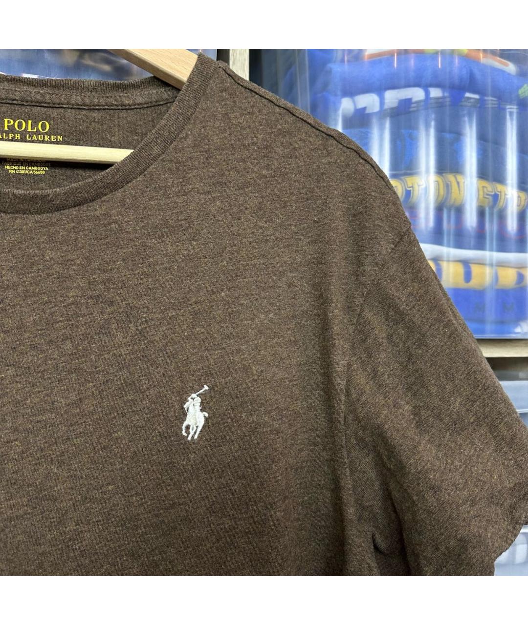 POLO RALPH LAUREN Коричневая хлопковая футболка, фото 4