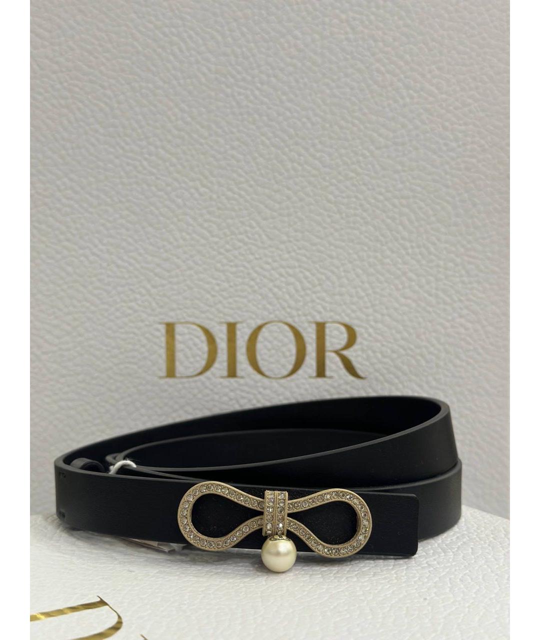CHRISTIAN DIOR Черный кожаный ремень, фото 3
