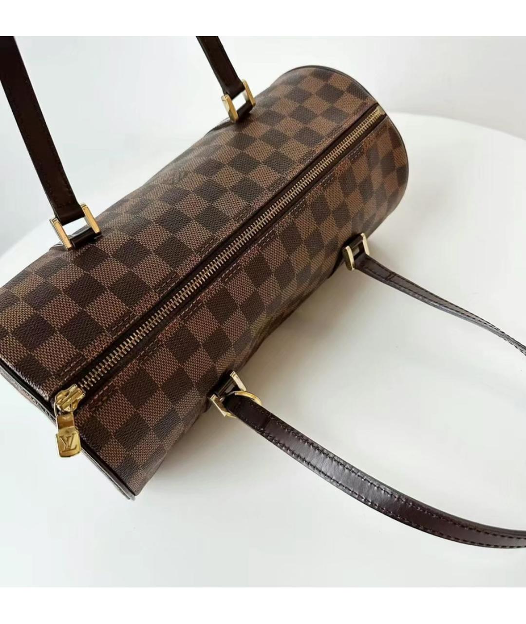 LOUIS VUITTON Коричневая кожаная сумка через плечо, фото 6