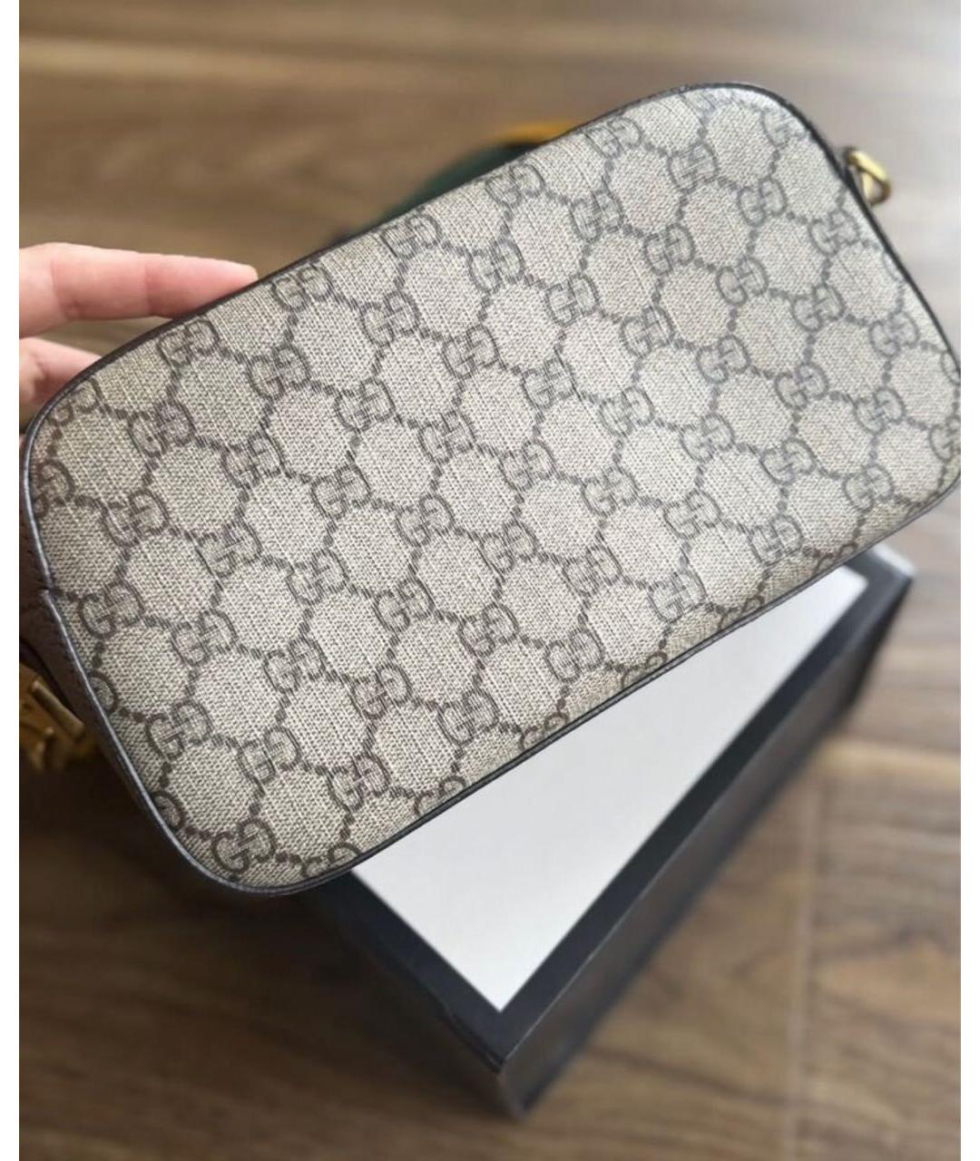GUCCI Бежевая сумка через плечо из канвы, фото 2