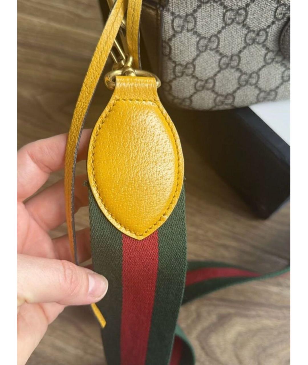 GUCCI Бежевая сумка через плечо из канвы, фото 6