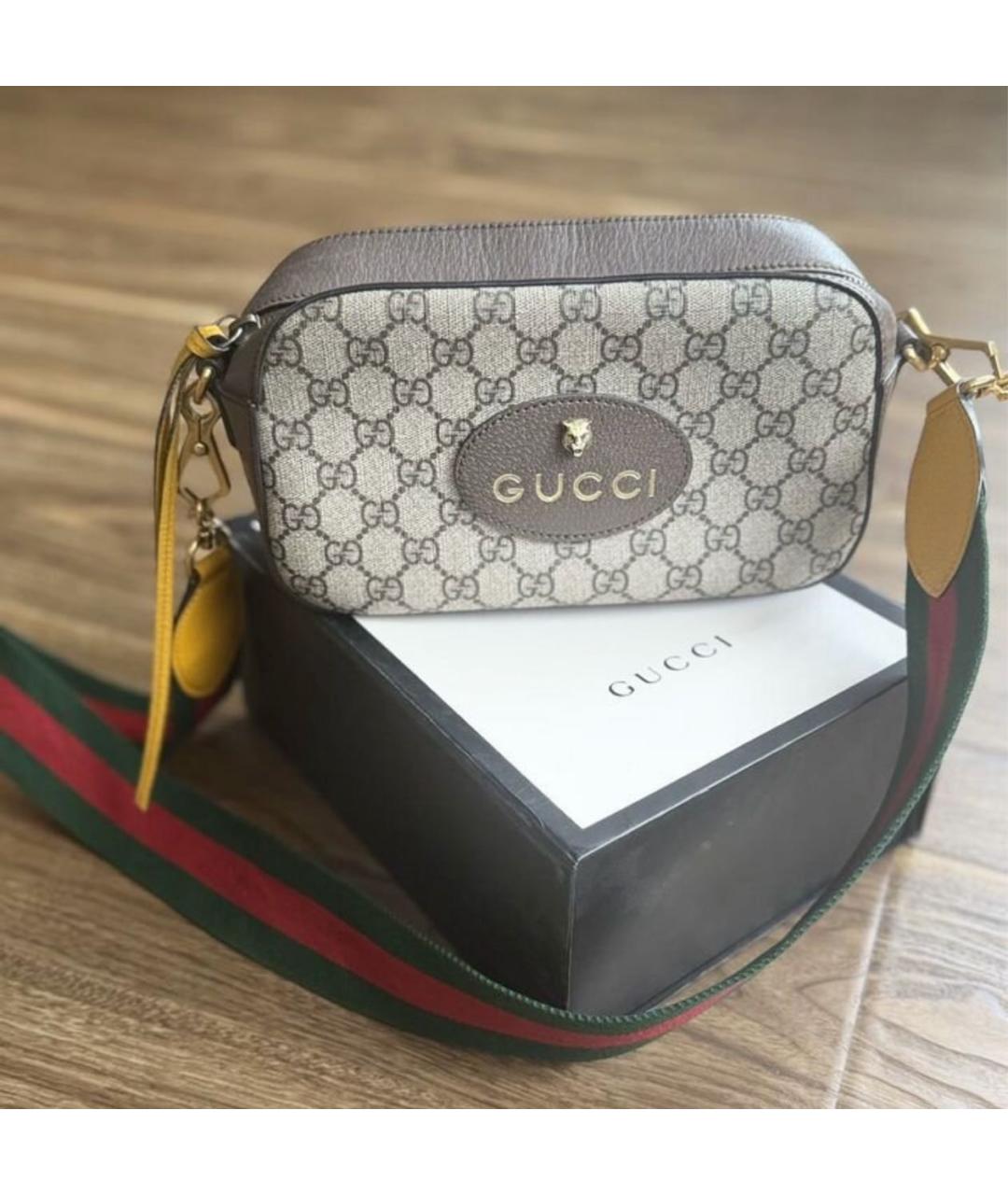 GUCCI Бежевая сумка через плечо из канвы, фото 9