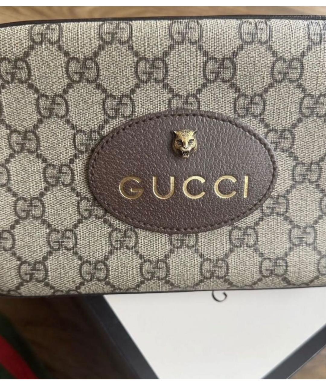 GUCCI Бежевая сумка через плечо из канвы, фото 3