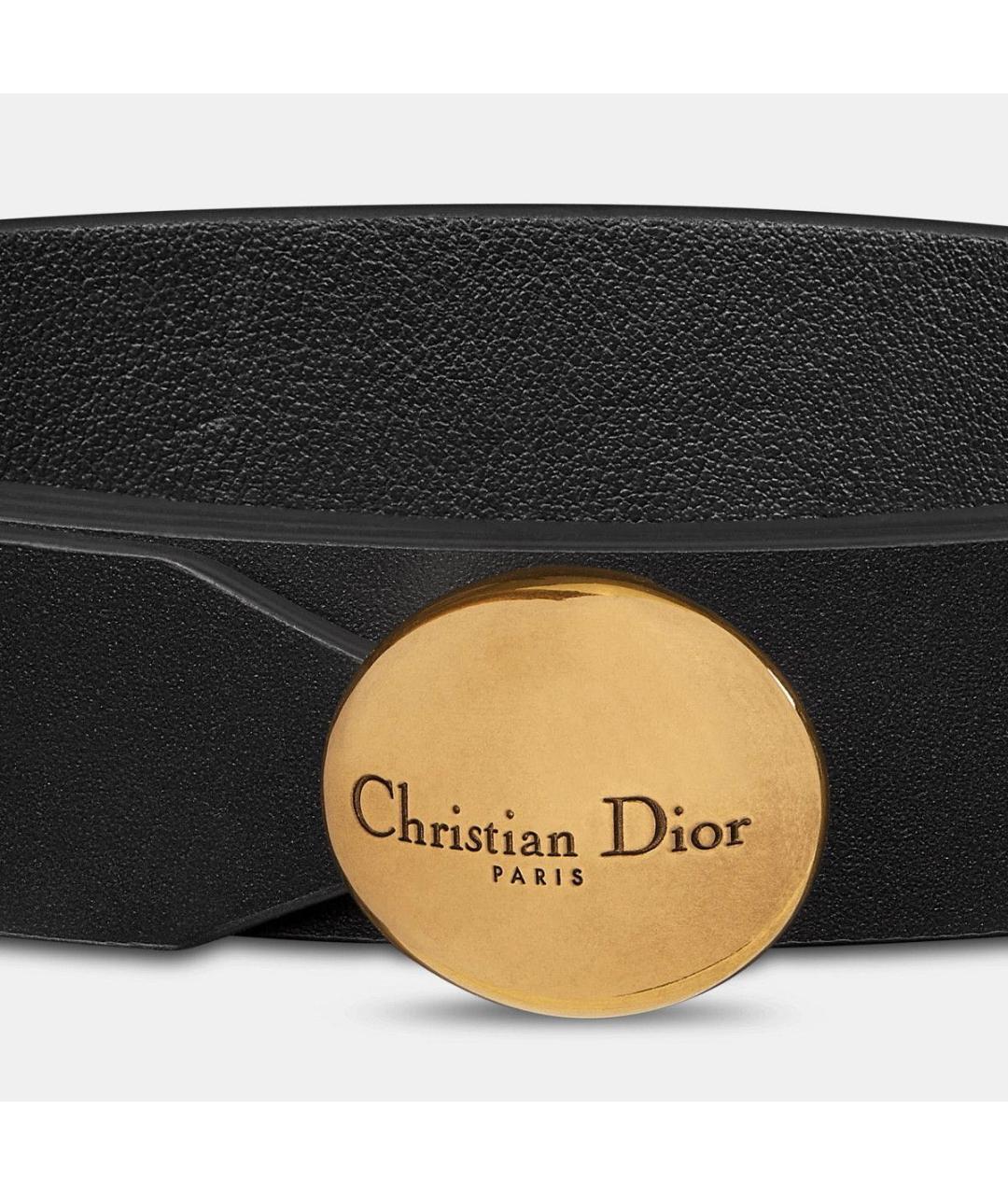 CHRISTIAN DIOR Черный кожаный ремень, фото 2