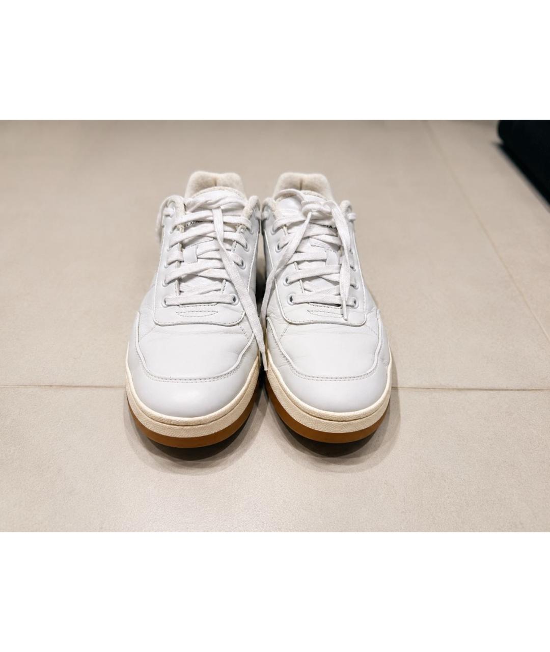 SAINT LAURENT Белые кожаные низкие кроссовки / кеды, фото 2