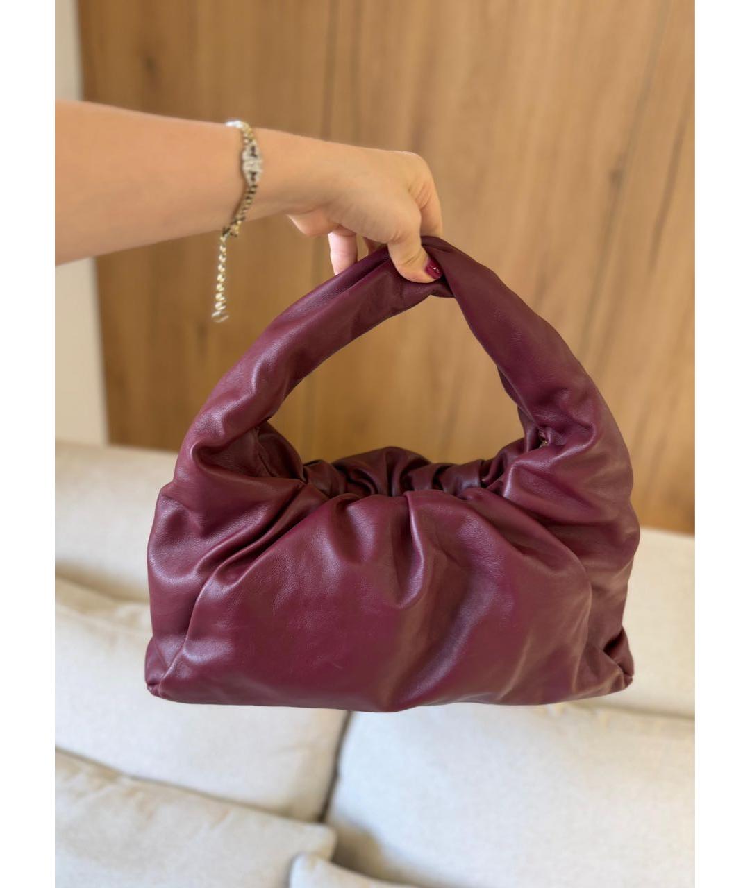BOTTEGA VENETA Бордовая кожаная сумка с короткими ручками, фото 3