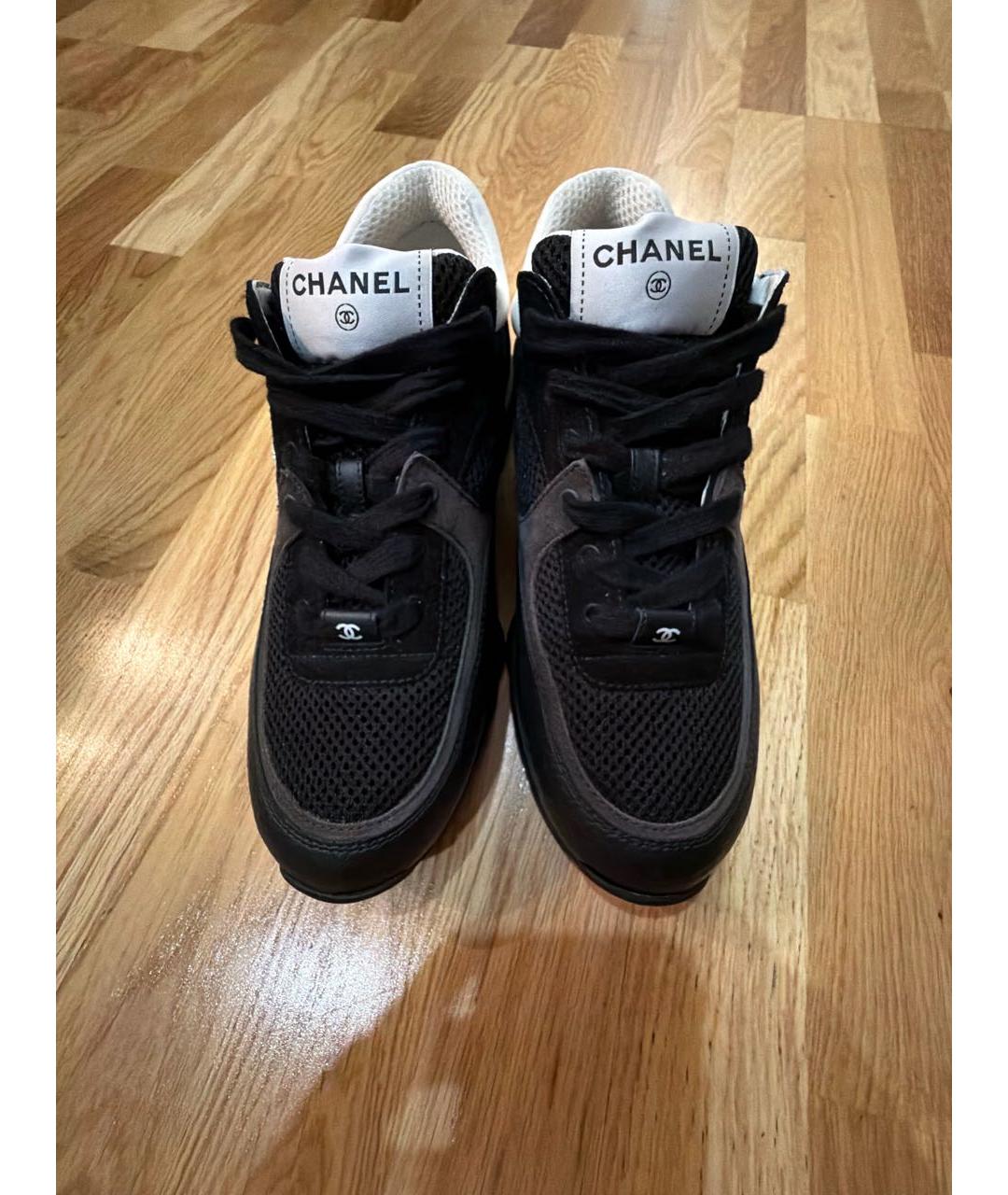 CHANEL Черные кожаные кроссовки, фото 2