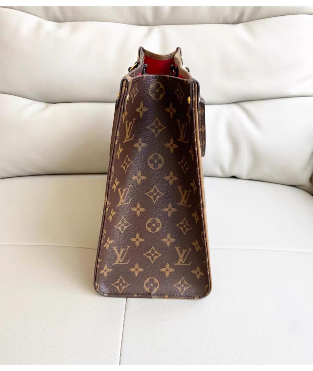 LOUIS VUITTON Коричневая кожаная сумка тоут, фото 4