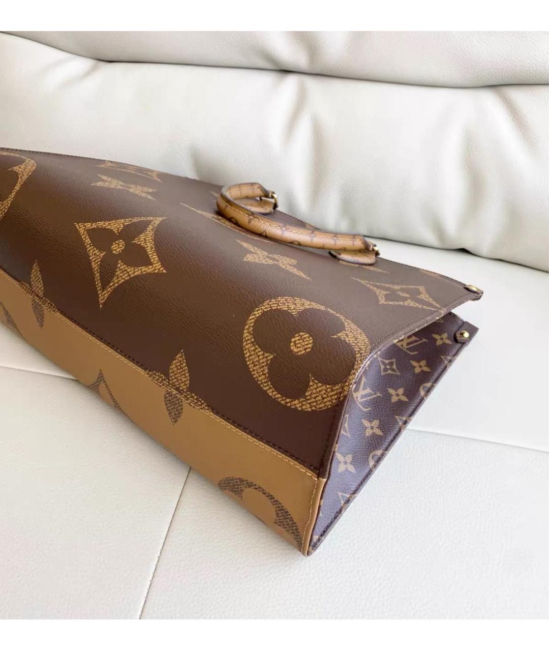 LOUIS VUITTON Коричневая кожаная сумка тоут, фото 7