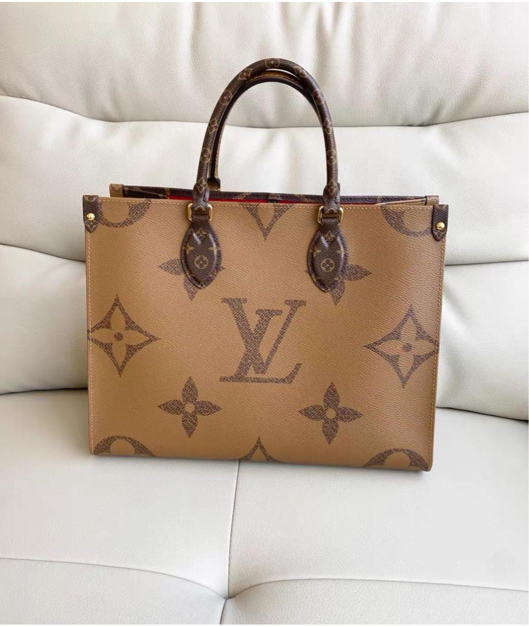 LOUIS VUITTON Коричневая кожаная сумка тоут, фото 2