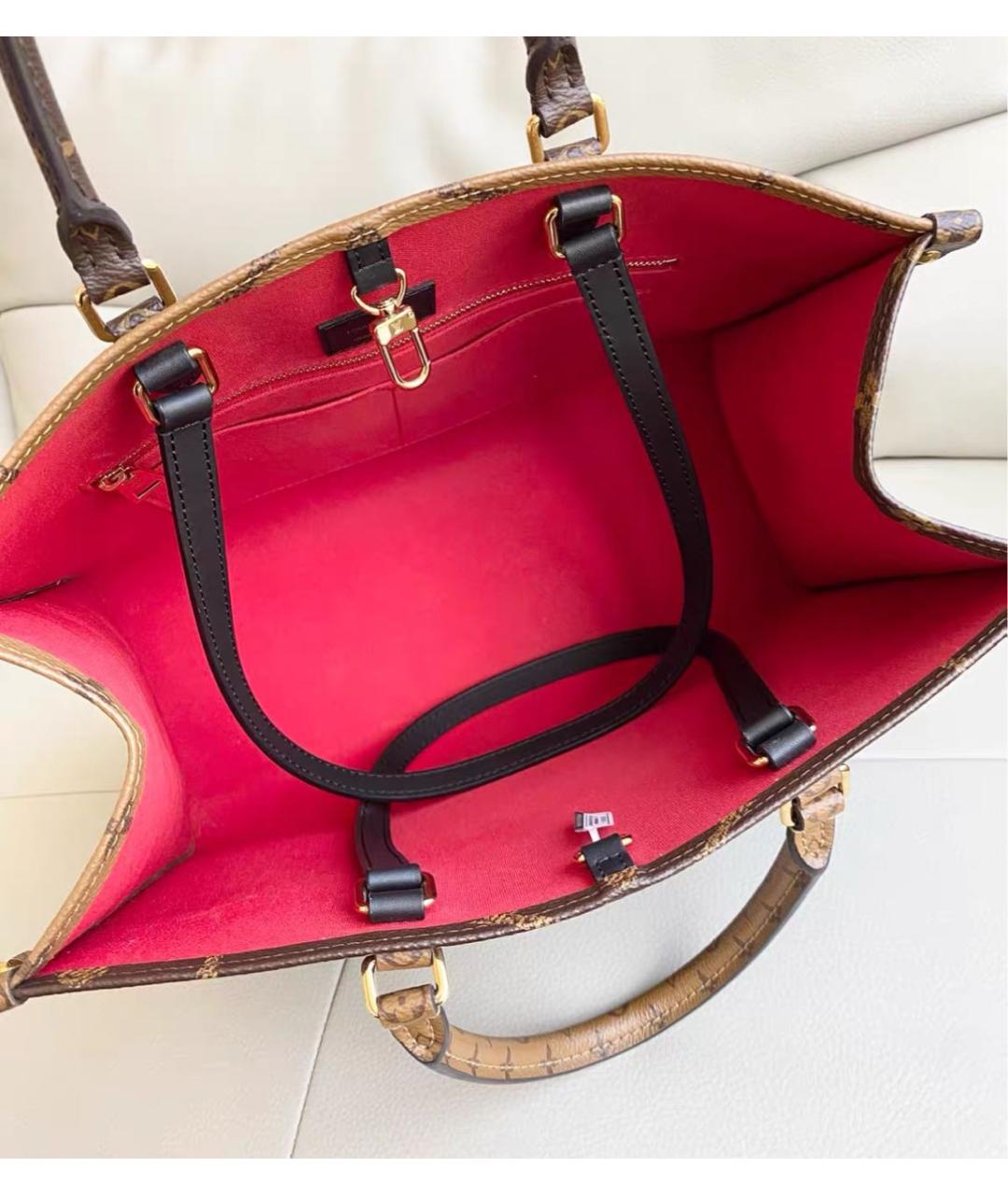 LOUIS VUITTON Коричневая кожаная сумка тоут, фото 8