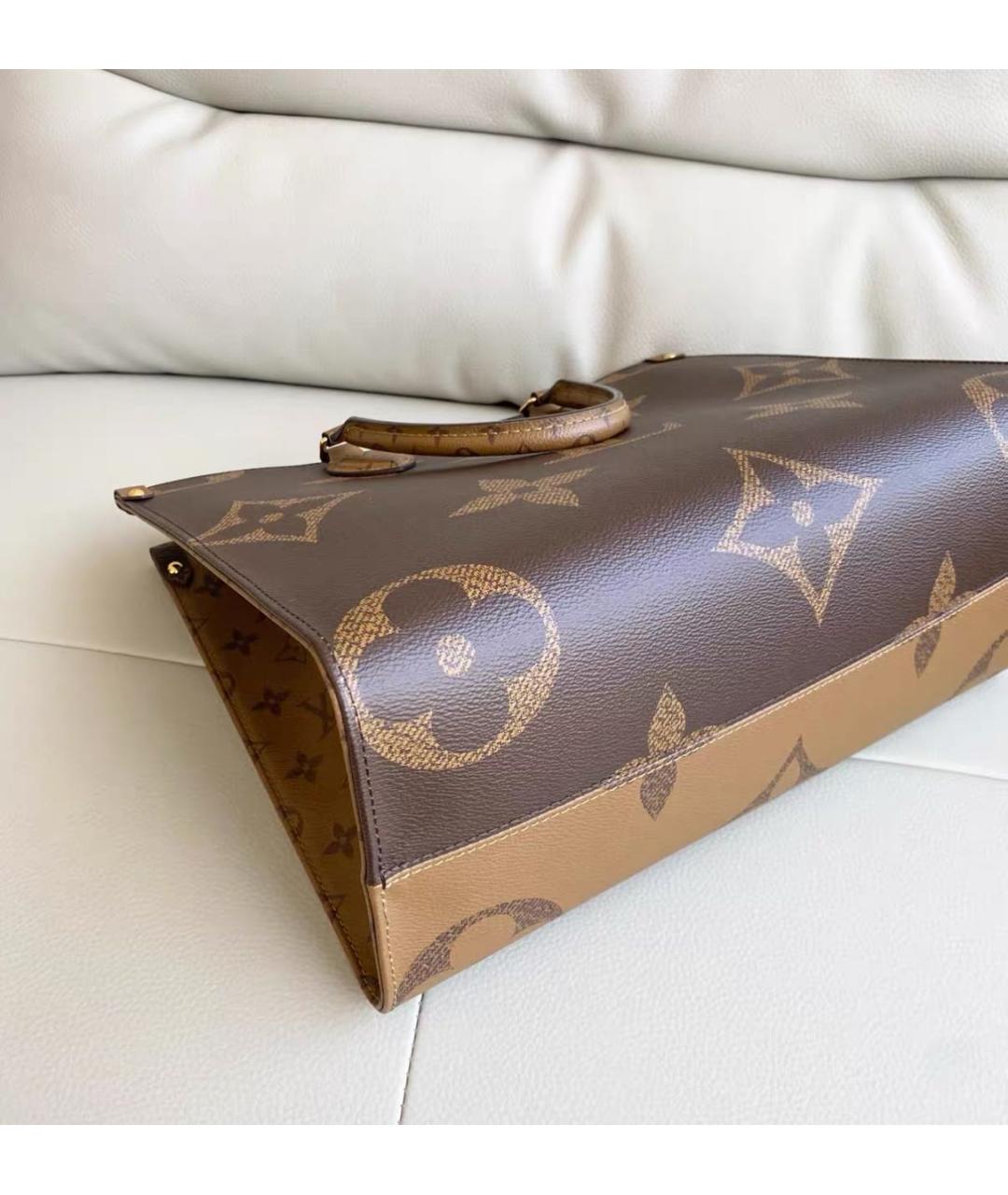 LOUIS VUITTON Коричневая кожаная сумка тоут, фото 6