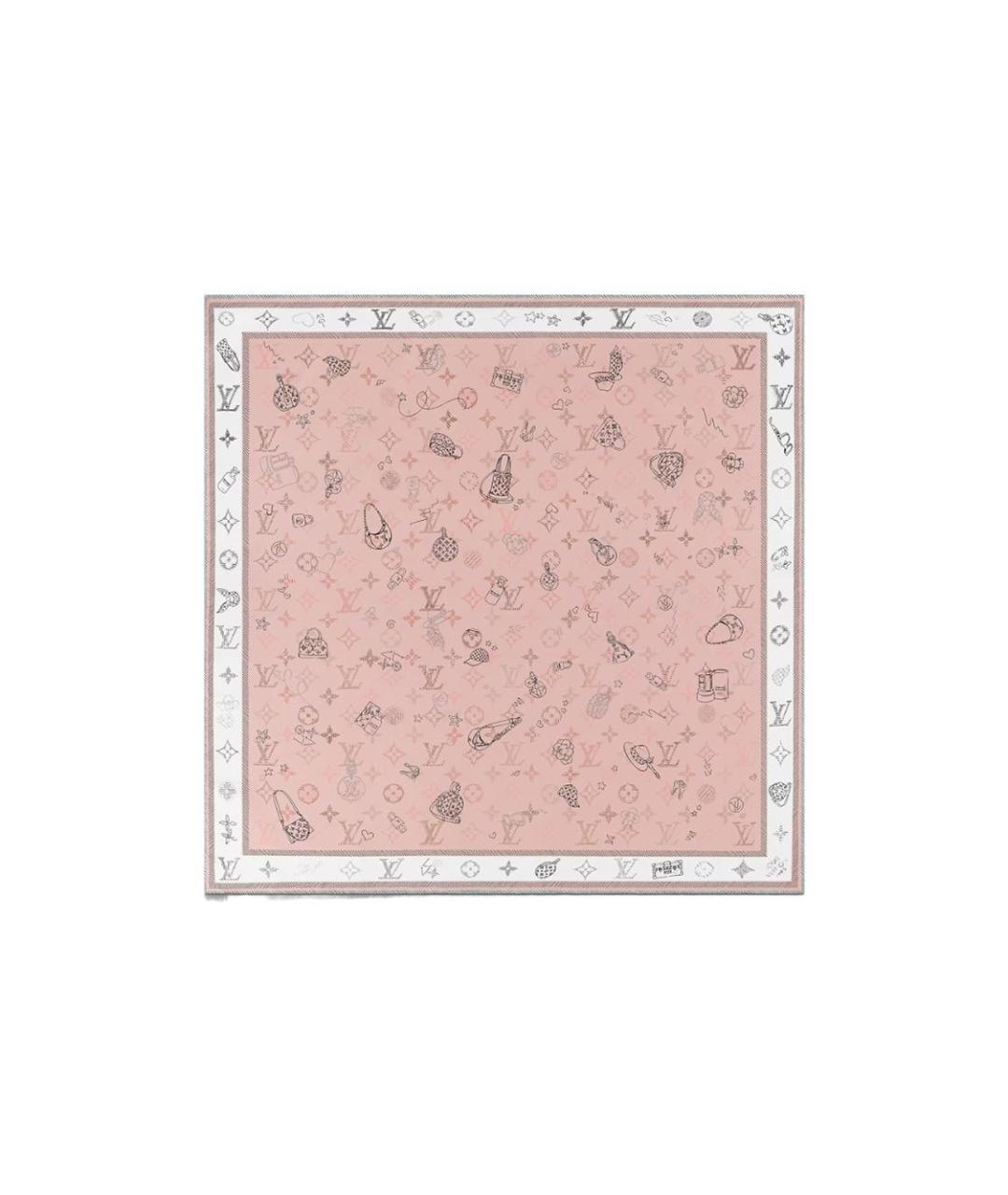 LOUIS VUITTON Розовый шарф, фото 3