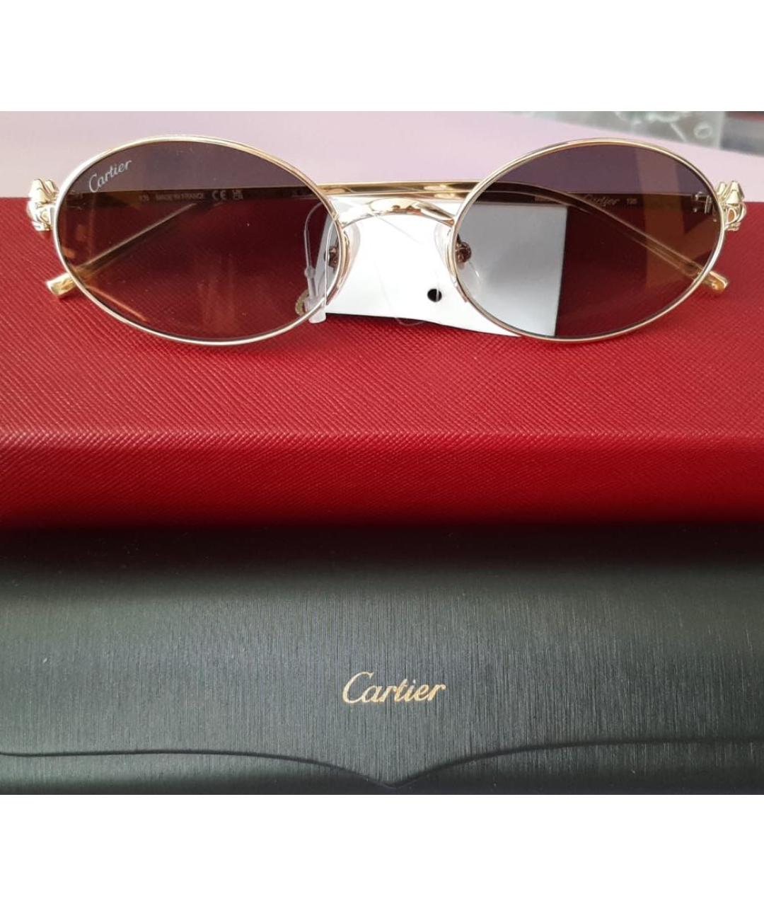 CARTIER Золотые металлические солнцезащитные очки, фото 3