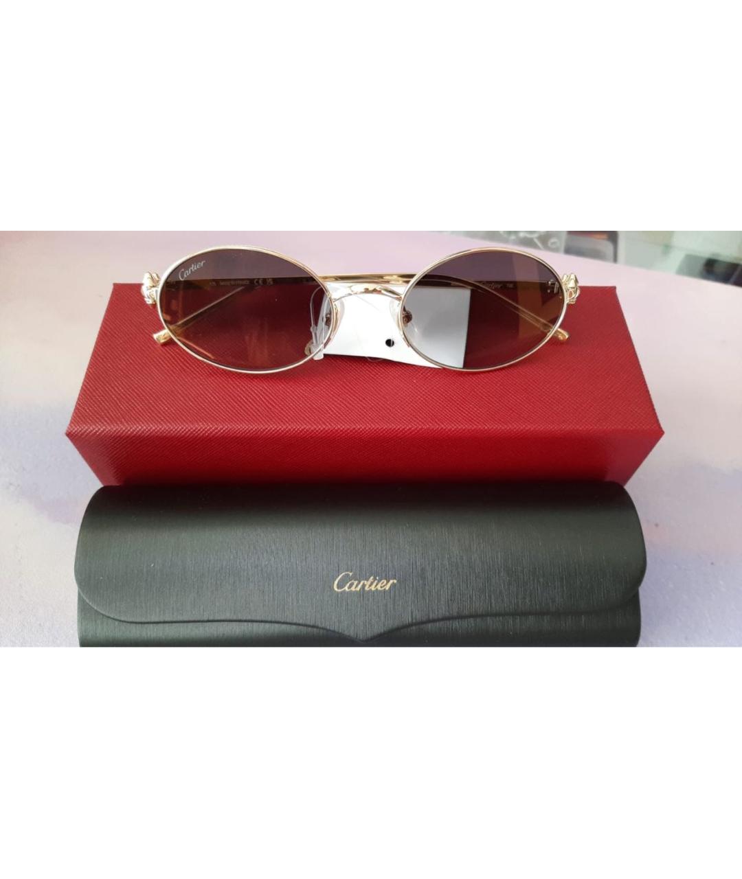 CARTIER Золотые металлические солнцезащитные очки, фото 2