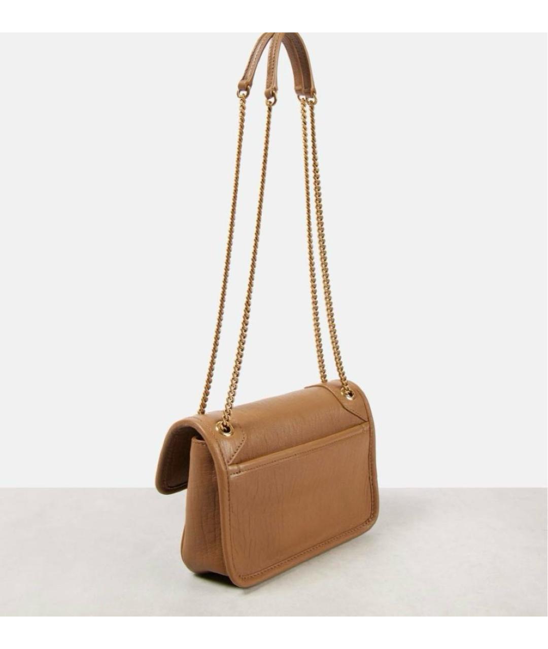 SAINT LAURENT Коричневая кожаная сумка через плечо, фото 2