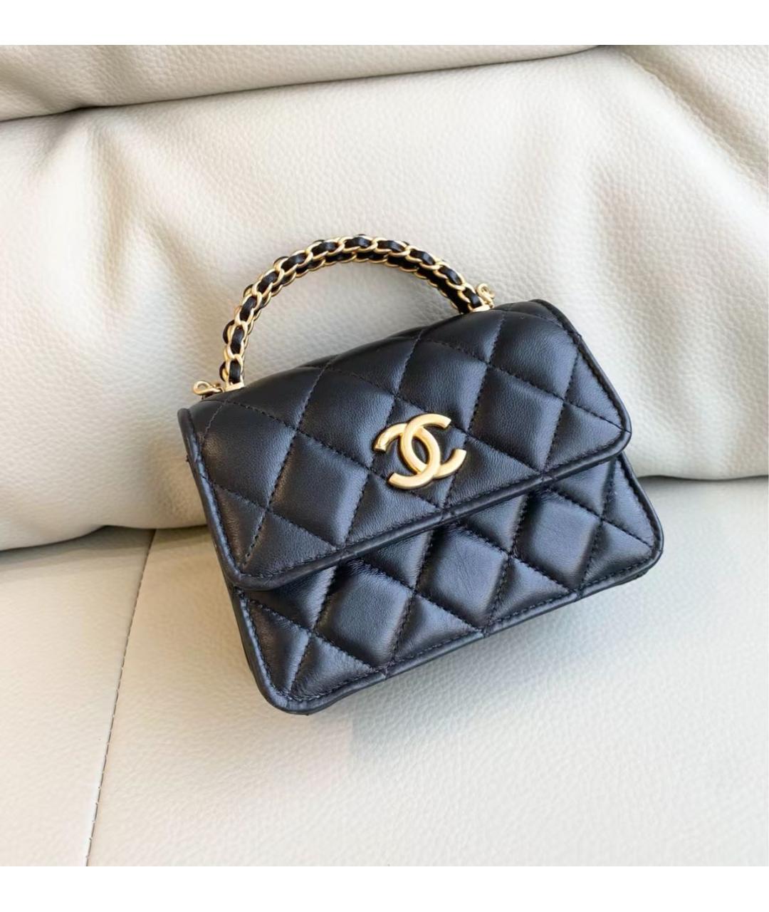 CHANEL Черная кожаная сумка через плечо, фото 6