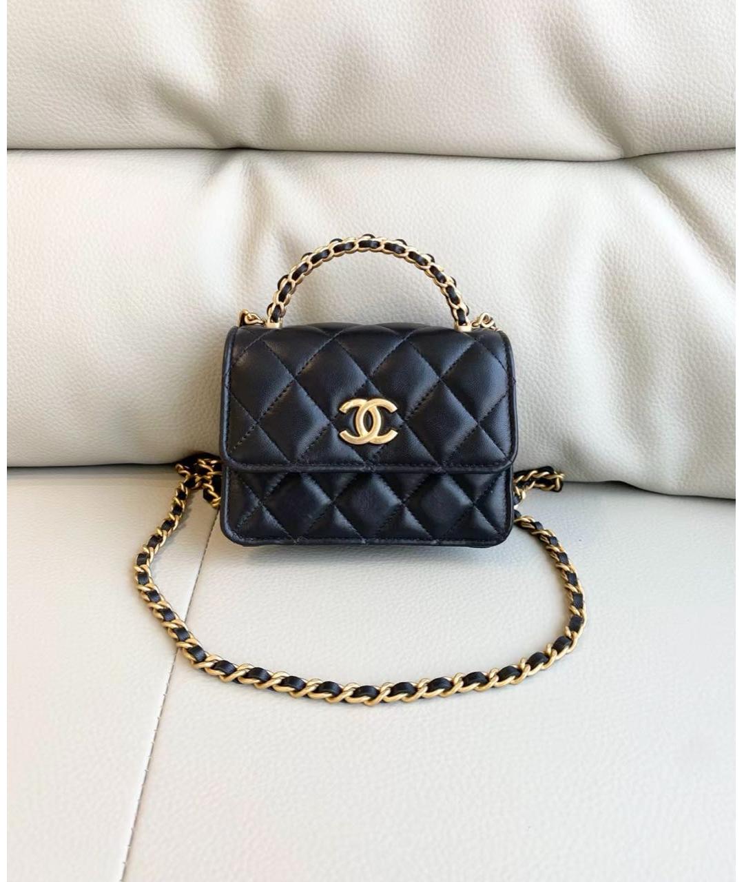 CHANEL Черная кожаная сумка через плечо, фото 8