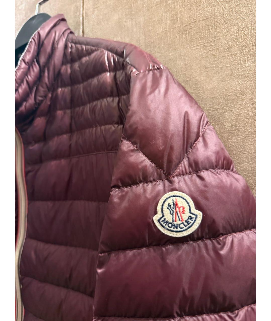 MONCLER Бордовая полиамидовая куртка, фото 3