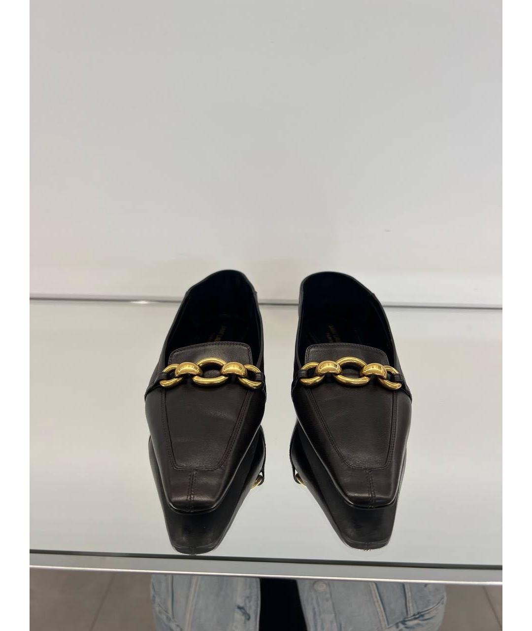 SAINT LAURENT Коричневые кожаные лоферы, фото 4