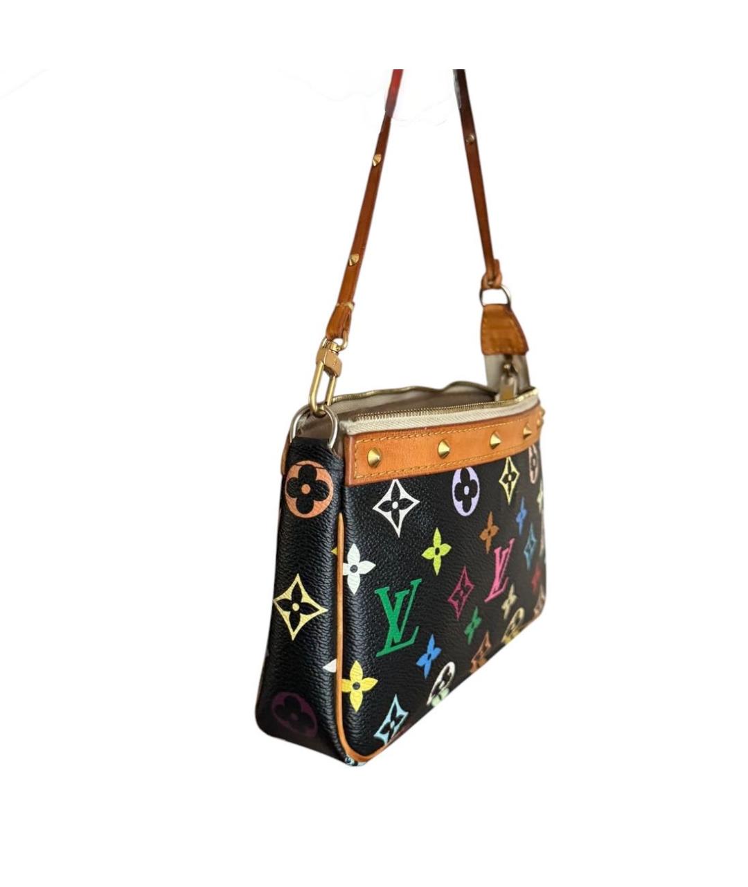 LOUIS VUITTON Черная сумка с короткими ручками из канвы, фото 2