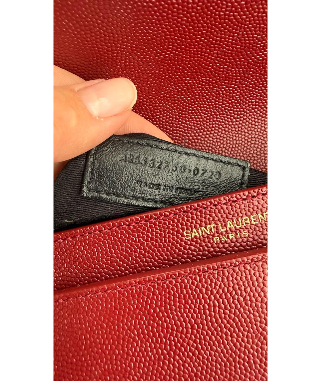 SAINT LAURENT Бордовая кожаная сумка через плечо, фото 3