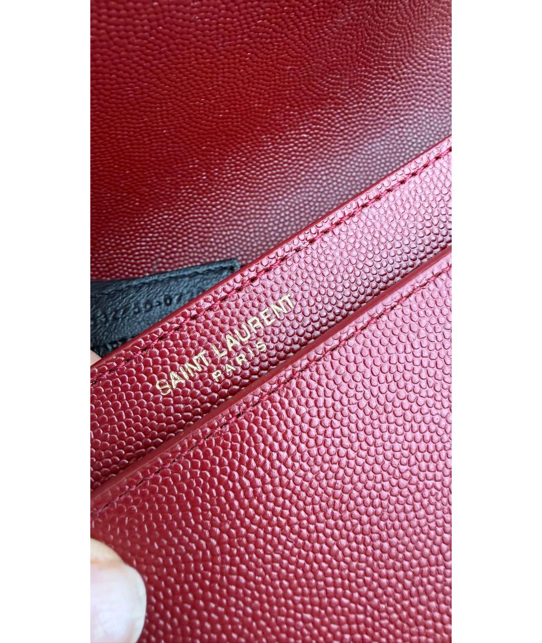 SAINT LAURENT Бордовая кожаная сумка через плечо, фото 5