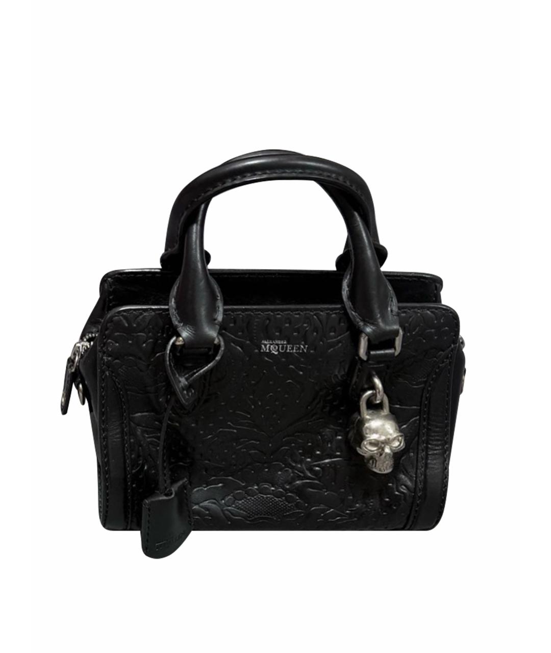 ALEXANDER MCQUEEN Черная кожаная сумка с короткими ручками, фото 1